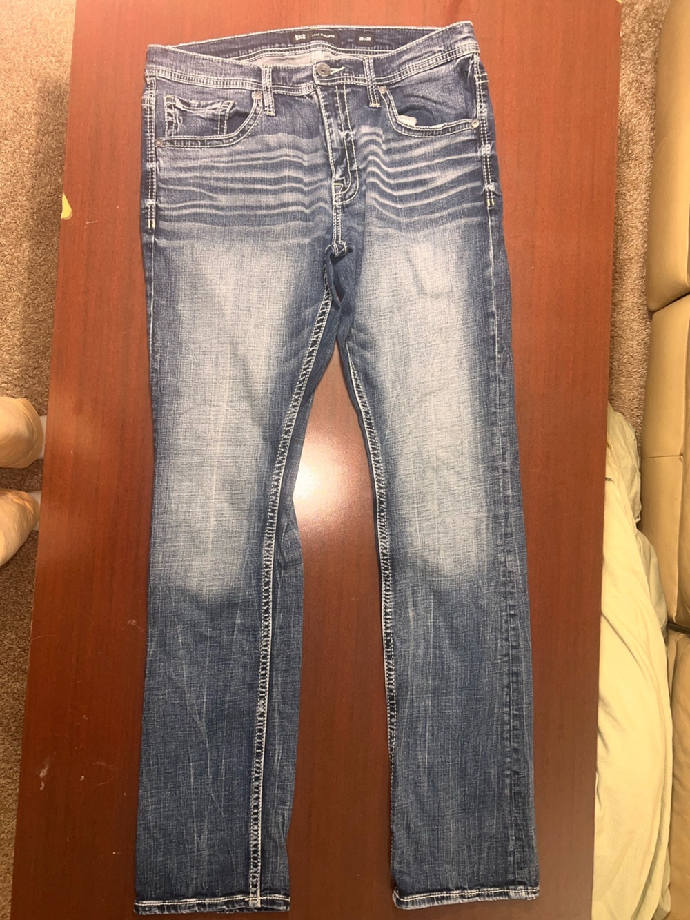 BKE Men's Faded Blue Straight Jeans